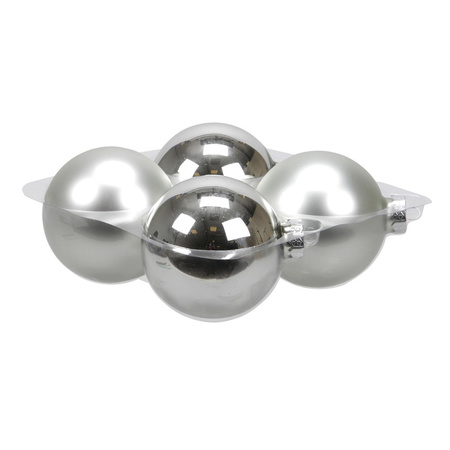 60x stuks glazen kerstballen zilver 6, 8 en 10 cm mat/glans