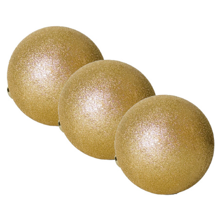 4x stuks grote kerstballen goud glitters kunststof 15 cm