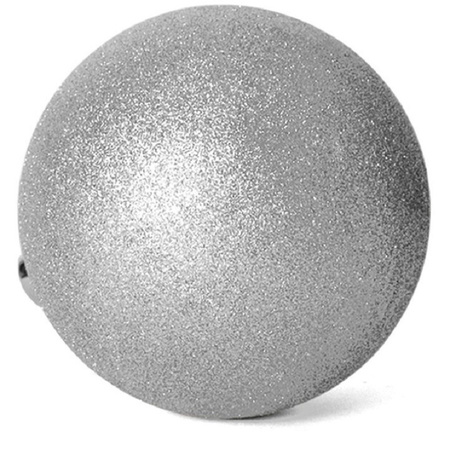 4x stuks grote kerstballen zilver glitters kunststof 15 cm