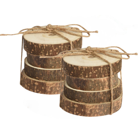 4x stuks houten decoratie boomschijven/boomschijfjes onderzetters D10 cm