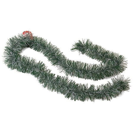 4x pieces christmas tree foil lametta garlands green with snow 180 x 7 cm