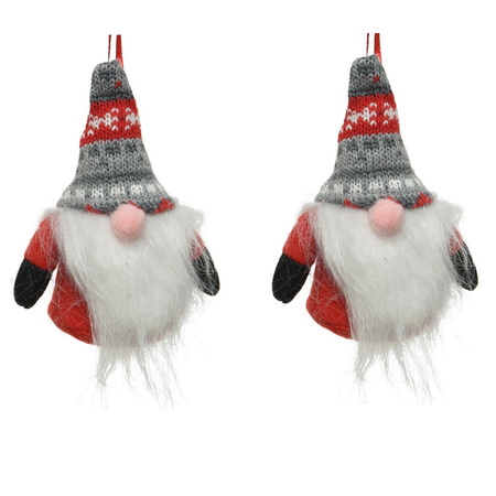 4x stuks kersthangers figuurtjes kerst gnome/kabouter/dwerg rood 12 cm