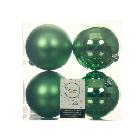 10x stuks kunststof kerstballen groen 8 en 10 cm