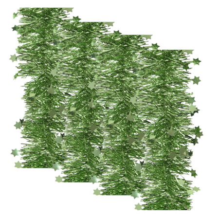 4x Christmas tree foil garlands stars mistletoe green 270 x 10 cm