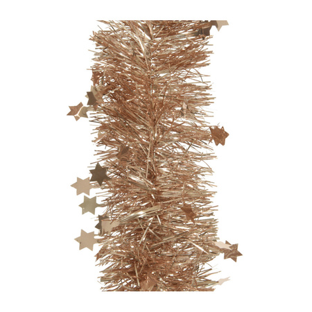 4x Christmas tree foil garlands stars butterscotch brown 270 x 10 cm