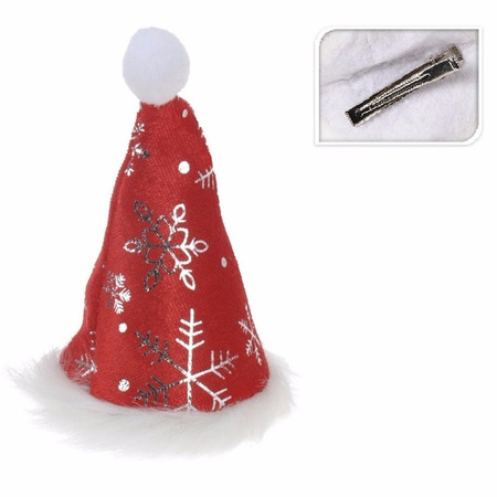 4x pieces mini christmas hats with snowflakes on clip