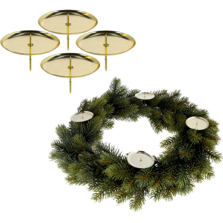 4x pcs tealight holders gold christmas decoration stick