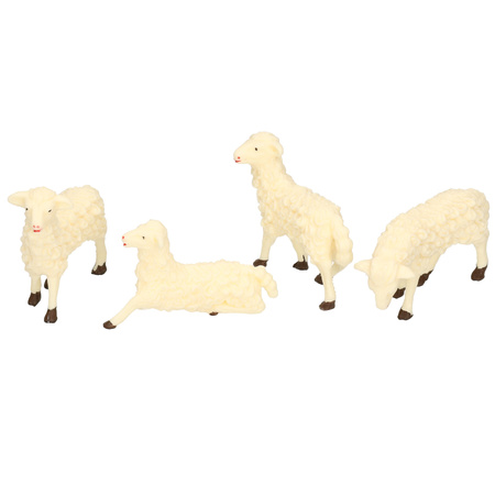 4x Witte schapen miniatuur beeldjes 7 x 6 cm dierenbeeldjes