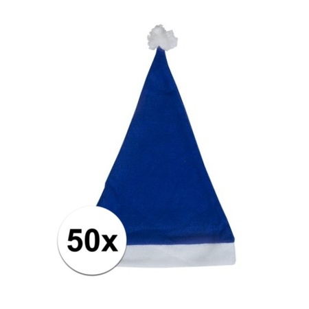 50x Blauwe budget kerstmuts voor volwassenen