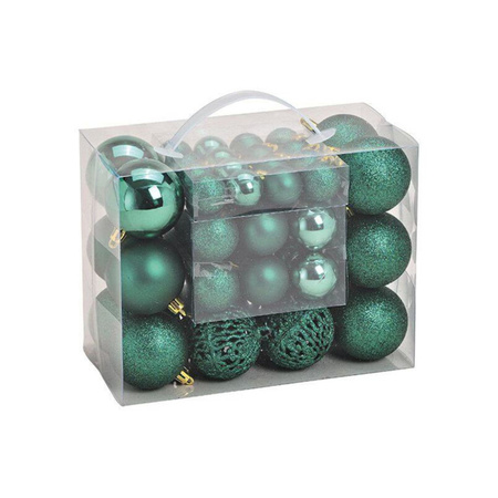 50x Green plastic Christmas balls 3, 4 and 6 cm