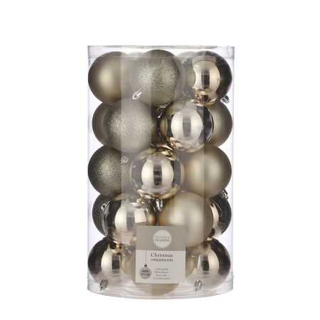 50x Kunststof kerstballen licht champagne 8 cm