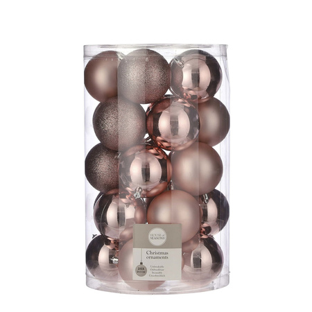 50x Kunststof kerstballen lichtroze 8 cm