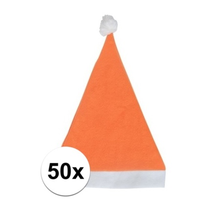50x Oranje budget kerstmuts voor volwassenen