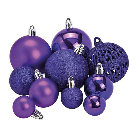 Kerstboomversiering 50x paarse plastic kerstballen