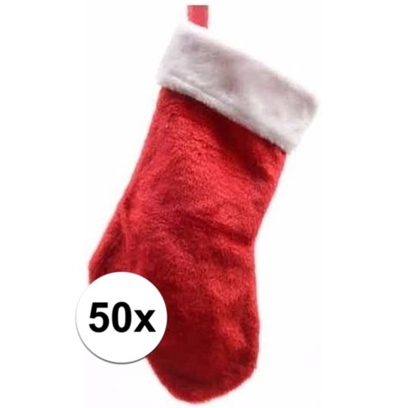 50x Pluche kerstsokken 40 cm rood/wit