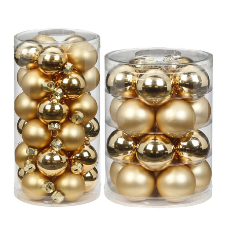 50x stuks glazen kerstballen elegant goud mix 4 en 6 cm glans en mat