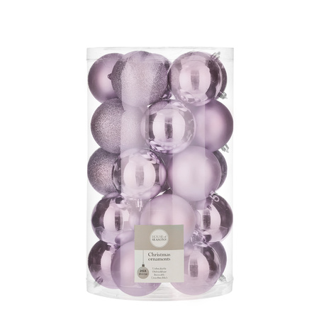 50x pcs plastic christmas baubles lilac purple 8 cm