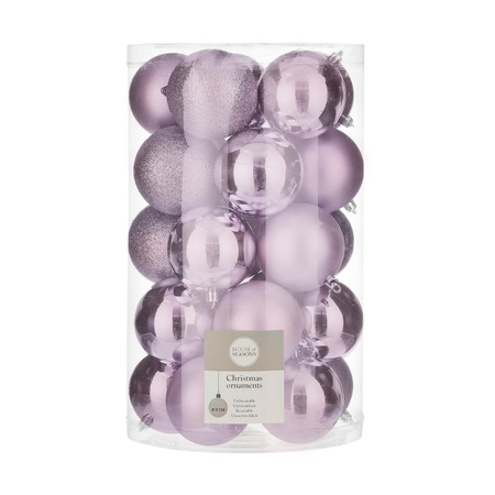 50x stuks kunststof kerstballen lila paars 8 cm