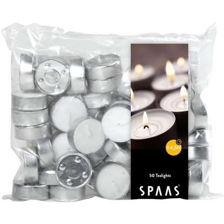 50x White tealights candles 4.5 hours in bag