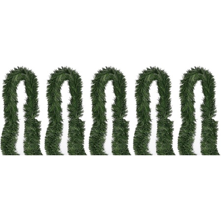 5x Green Christmas garlands 5 m