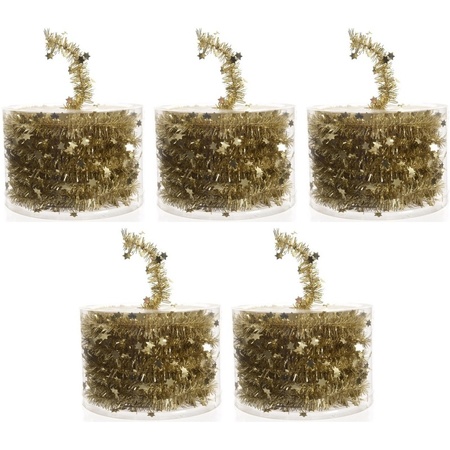 5x Christmas tree stars foil garlands gold 700 cm