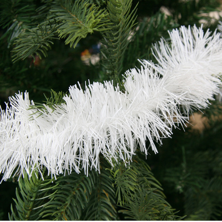 5x Kerst lametta guirlandes winter wit 270 cm kerstboom versiering/decoratie