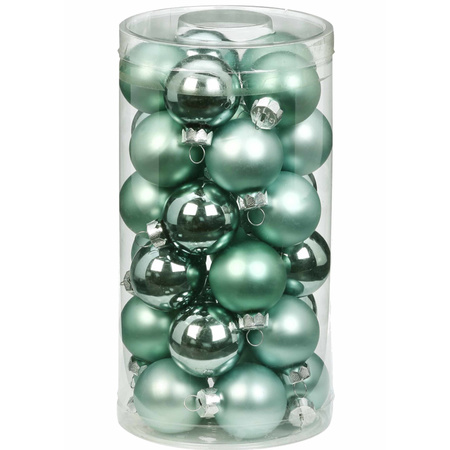 60x Mint green glass Christmas baubles 4 cm shiny and matte