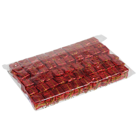 60x stuks decoratie prikkers mini cadeautjes rood 2,5 cm
