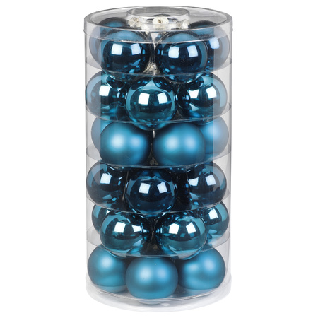 60x stuks glazen kerstballen diep blauw 6 cm glans en mat