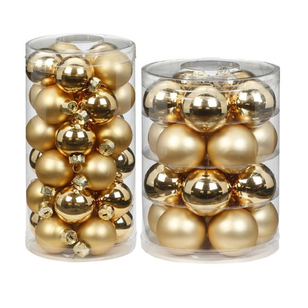 60x stuks glazen kerstballen elegant goud mix 4 en 6 cm glans en mat