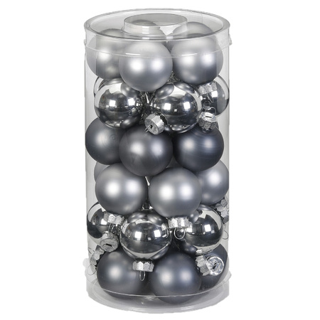 60x pcs small glass christmas baubles grey 4 cm matte and shiny