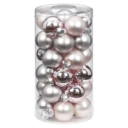 60x stuks kleine glazen kerstballen lichtroze 4 cm