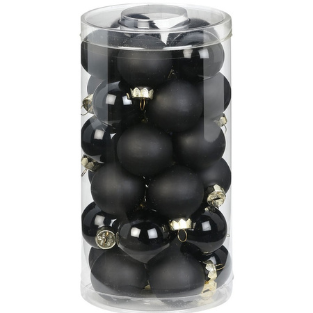 60x Black glass Christmas baubles 4 cm shiny and matte