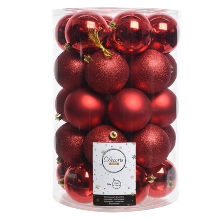 68x Red Christmas balls 8 cm