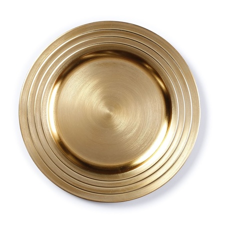 6x Ronde gouden onderzet borden voor het kerstdiner 33 cm