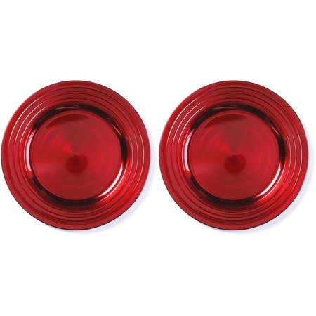 6x Diner plates/platters red shiny 33 cm round