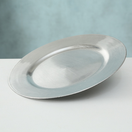 6x Ronde zilverkleurige onderzet diner/eettafel borden 33 cm