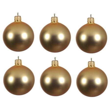 6x Glazen kerstballen mat goud 6 cm kerstboom versiering/decoratie
