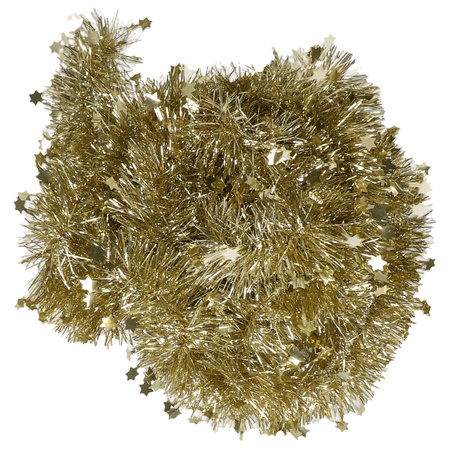 6x Kerst lametta guirlandes goud sterren/glinsterend 270 cm kerstboom versiering/decoratie