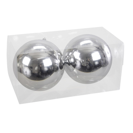 6x Grote kunststof kerstballen zilver 15 cm