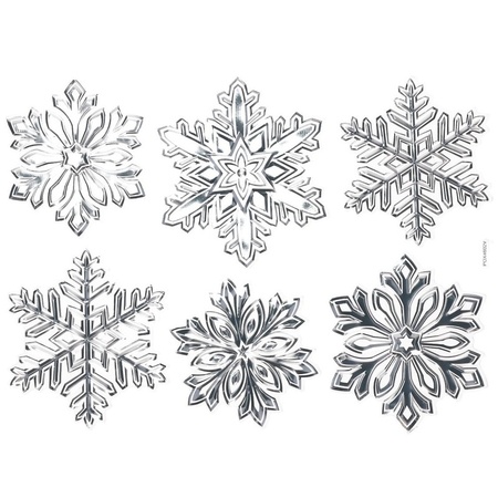 Kerst decoratie stickers zilveren sneeuwvlok/ijsbloem 19 x 30 cm