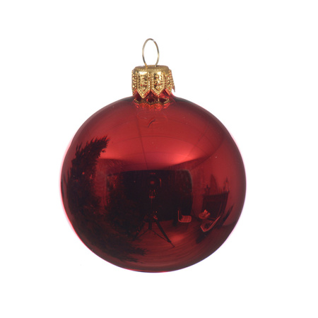 6x Glazen kerstballen glans kerst rood 6 cm kerstboom versiering/decoratie