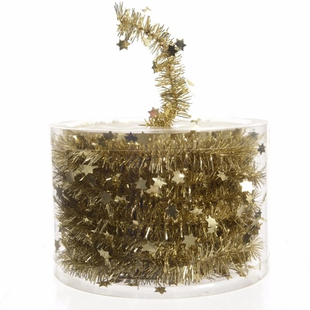 6x Christmas tree stars foil garlandes gold 700 cm