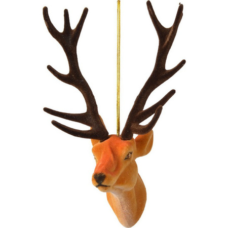 6x Kerstboomversiering hert ornamenten bruin 13 cm