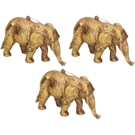 6x Kersthangers figuurtjes olifant goud 12 cm