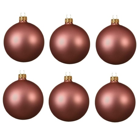 6x Glazen kerstballen mat oud roze 6 cm kerstboom versiering/decoratie