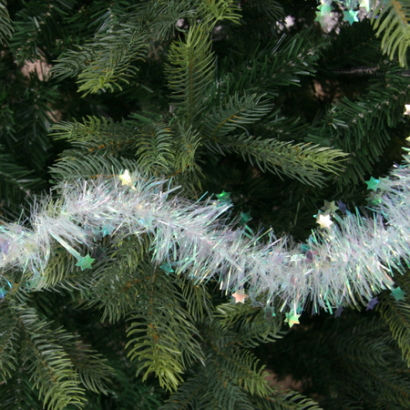 6x Pearl white stars Christmas tree foil garland 270 cm deco