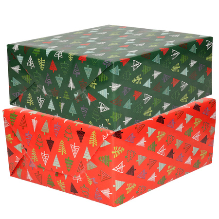 6x Rollen Kerst inpakpapier/cadeaupapier bomen 2,5 x 0,7 meter