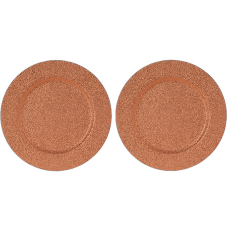 6x Diner plates/platters copper glitter 33 cm round