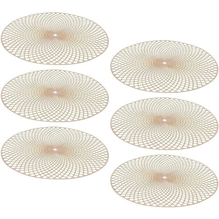 6x Round placemat gold 38 cm